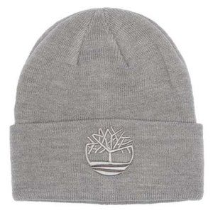 Timberland Cuffed Embroidered Logo Gray Beanie